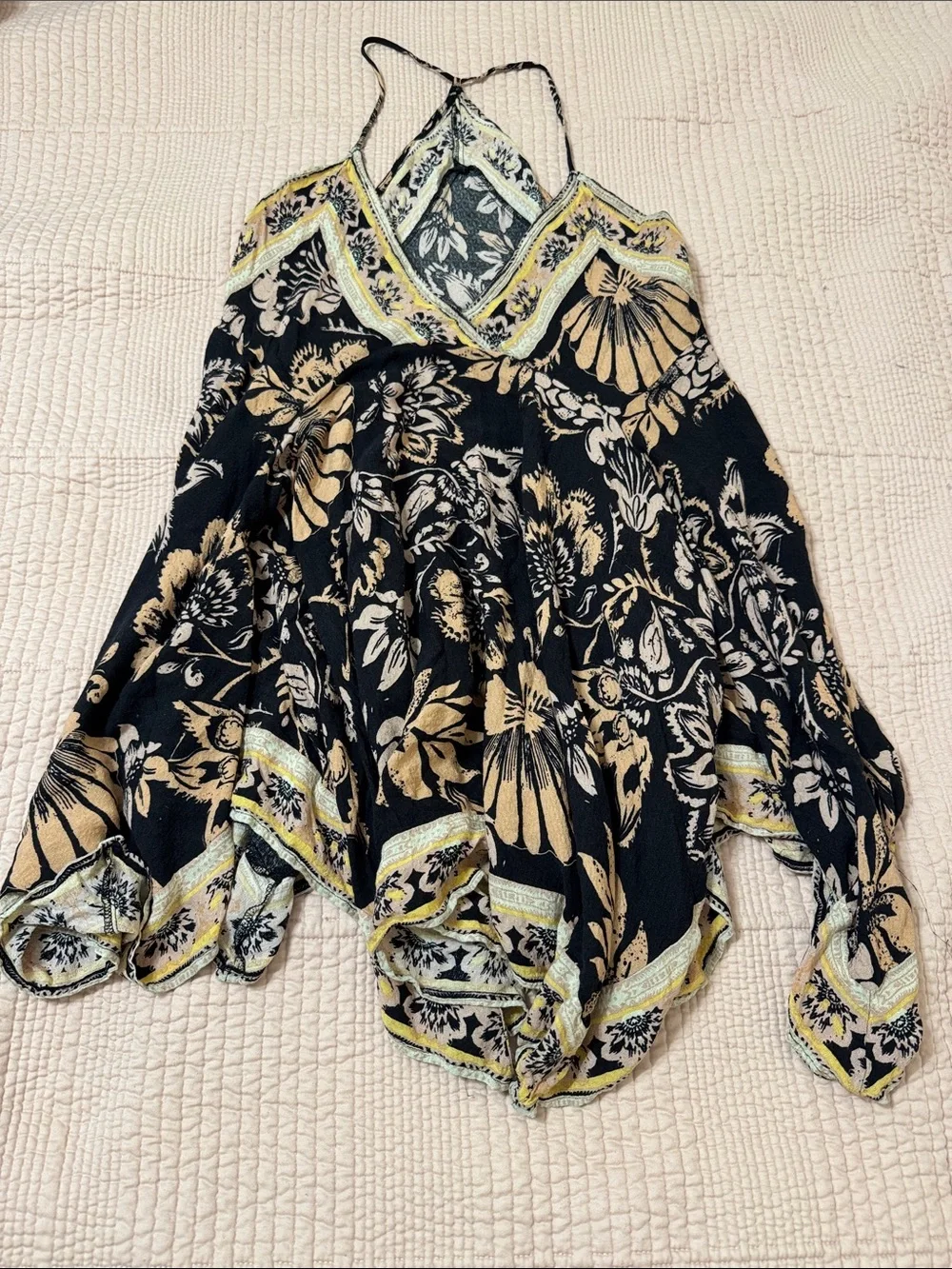 Free People Intimately Floral Handkerchief Hem Swing Tunic Boho Top